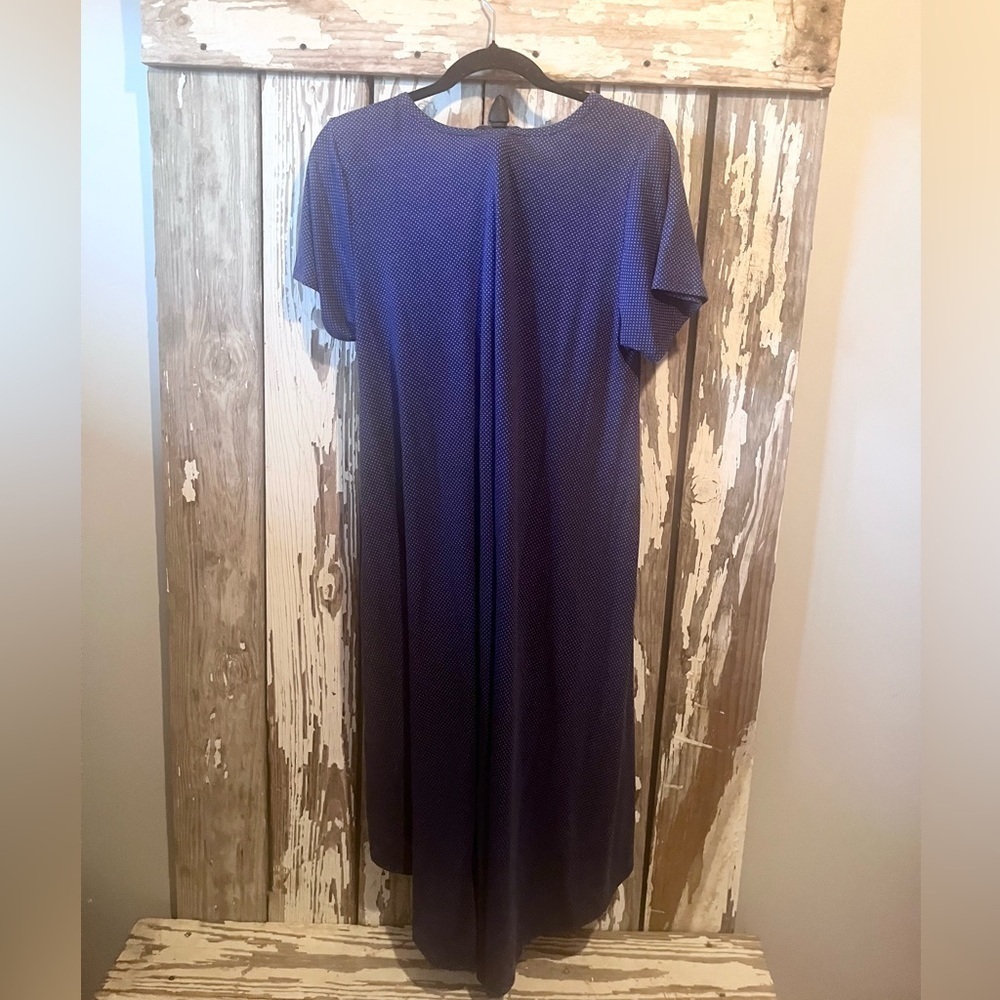 Long blue white dot dress Large - Picture 2 of 3